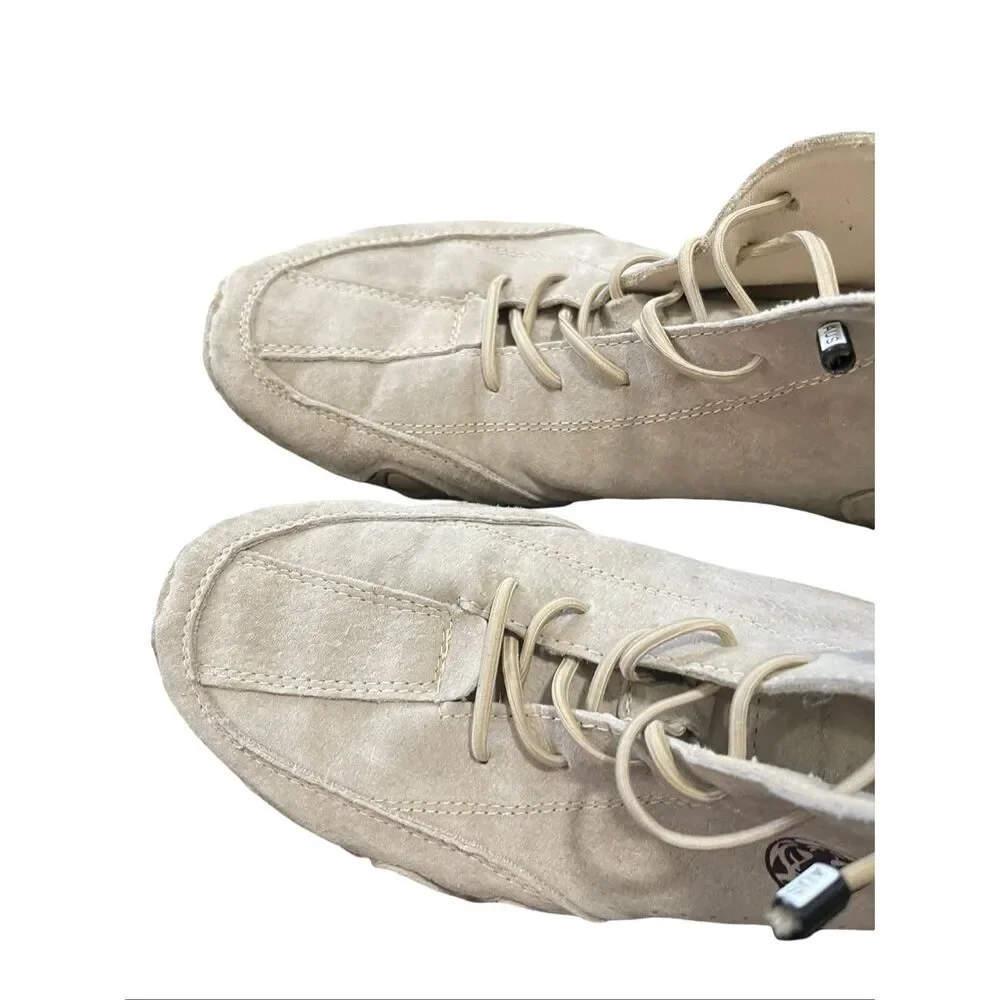 Clohoo Mens Beige Suede Non Slip Ankle Chukka Boots Comfort Shoes Size 42